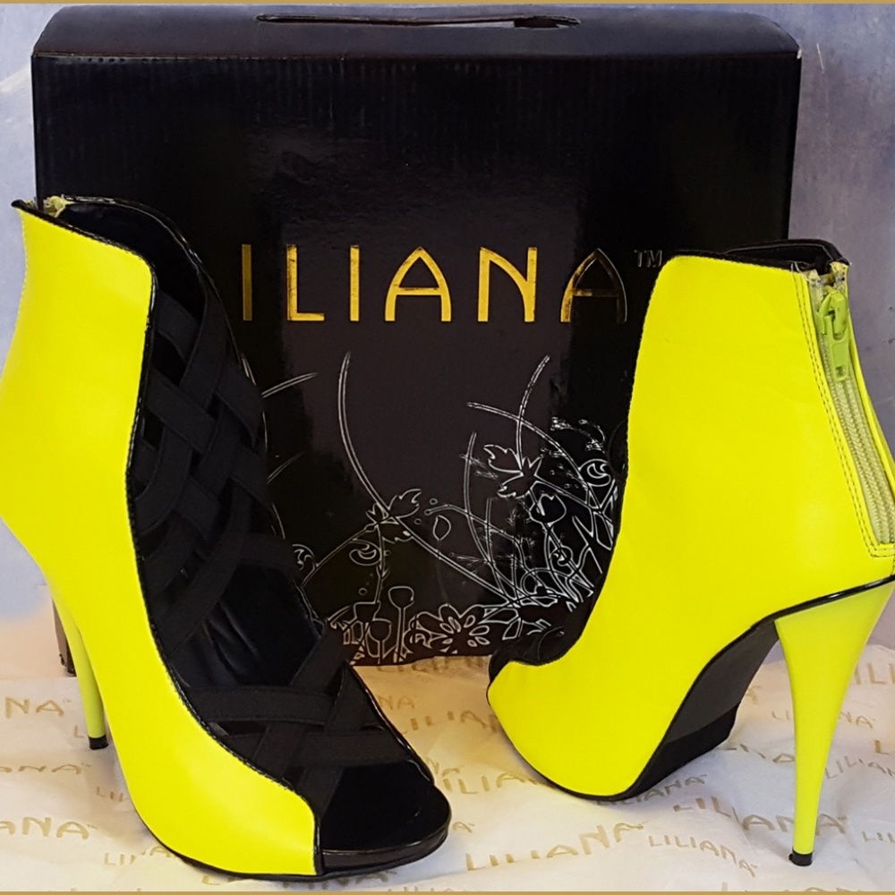 LILIANA yellow RIVA 3 peeptoe CRISS CROSS booties